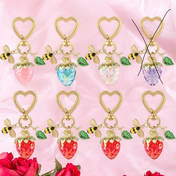 Accessories - NWOT Heart-Shaped Strawberry Keychains/Bag Charms (Choose 1)